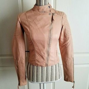 Light Pink Faux Leather Jacket
